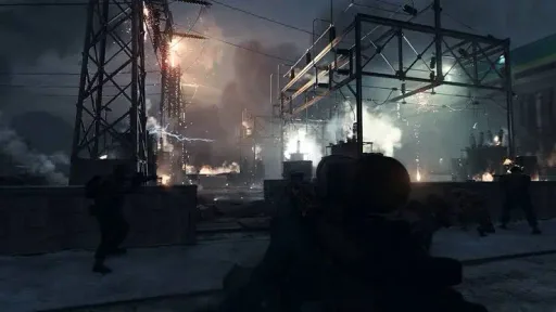 Modern Warfare night-scope view at electrical substation under fire — ESP, compatibility, and pricing guides for MW4 Hacks